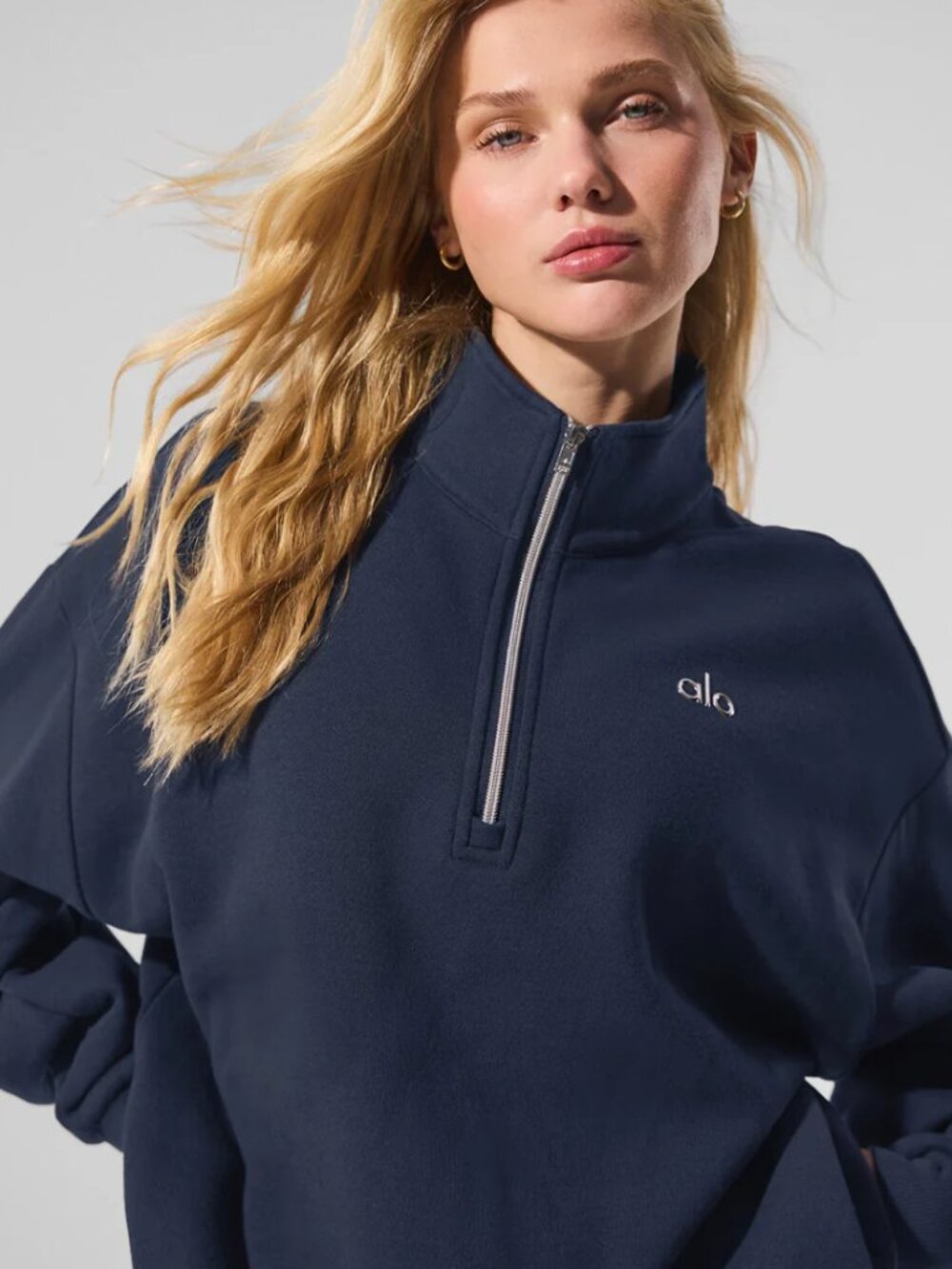 ALO Yoga Accolade Navy Quarter-Zip Pullover Size Large